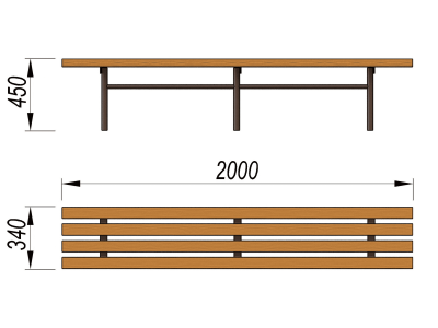 Двухметровая лавочка без спинки 2 м МАФ 1602 в Красноярске