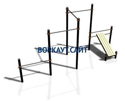 Воркаут комплекс разноуровневых турников со скамьей для пресса ВС-37 в Красноярске