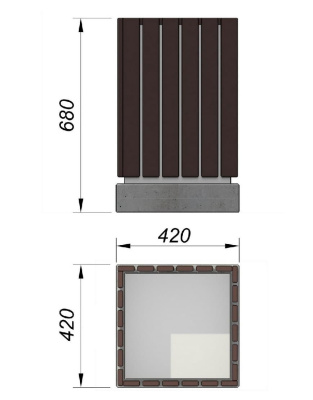 Урна деревянная квадратная с бетонным основанием МАФ 1633 в Красноярске
