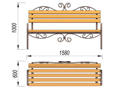 Лавочка кованная МАФ 1606 в Красноярске
