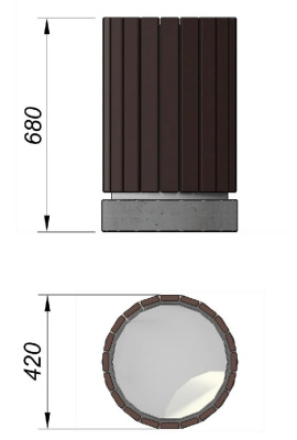 Урна деревянная круглая с бетонным основанием МАФ 1632 в Красноярске