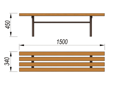 Лавочка без спинки МАФ 1601 в Красноярске