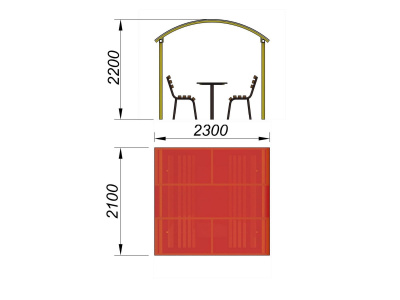 Стол и лавки под навесом МАФ 4005 в Красноярске