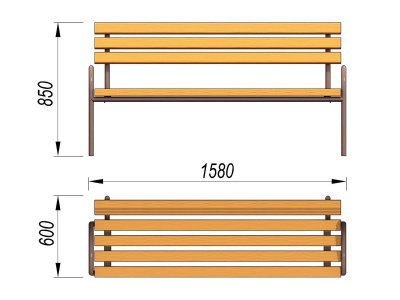 Парковая лавочка со спинкой МАФ 1605 в Красноярске